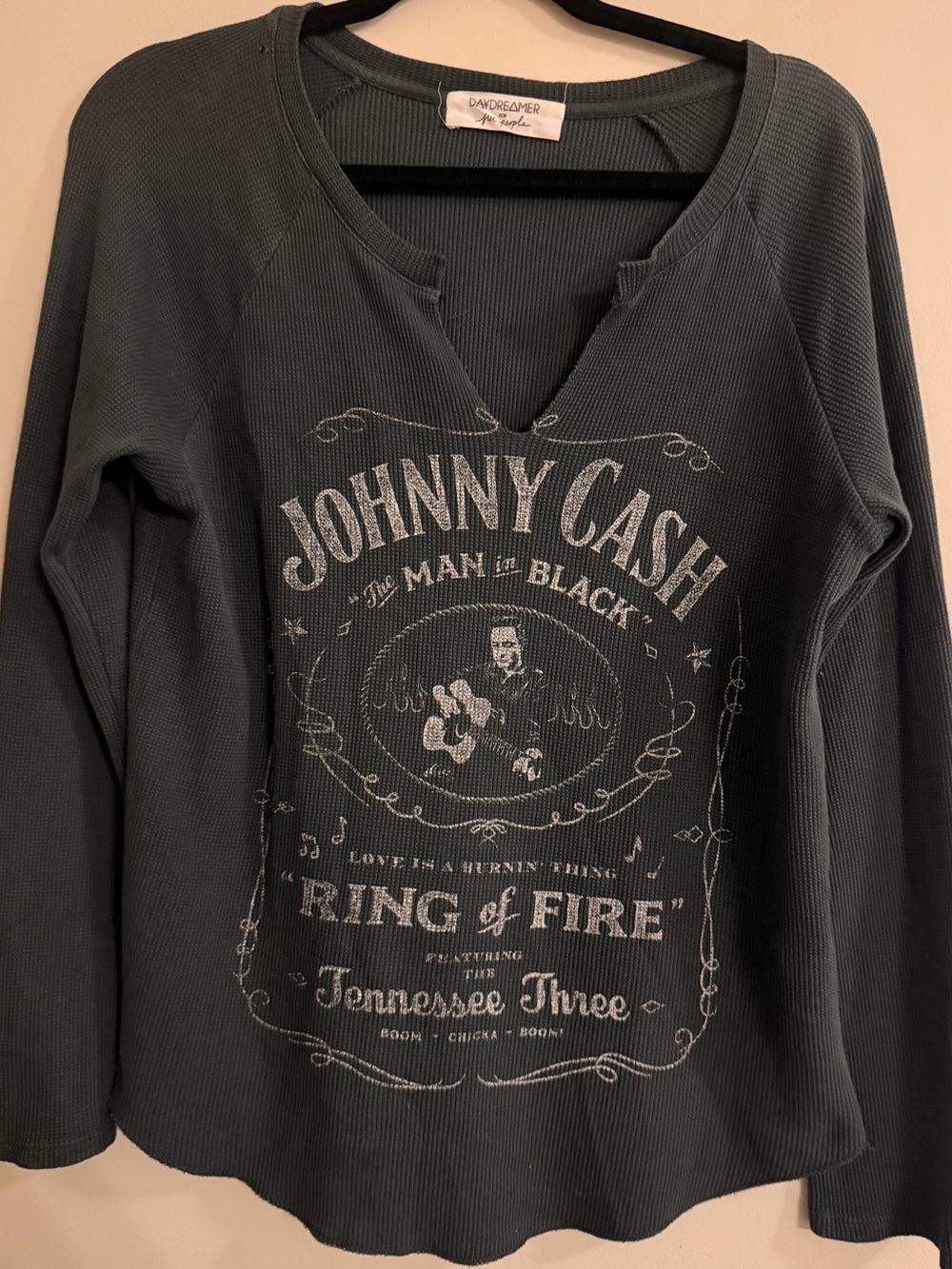 Daydreamer Johnny Cash 'Ring of Fire' Graphic Long Sleeve Top - Slate